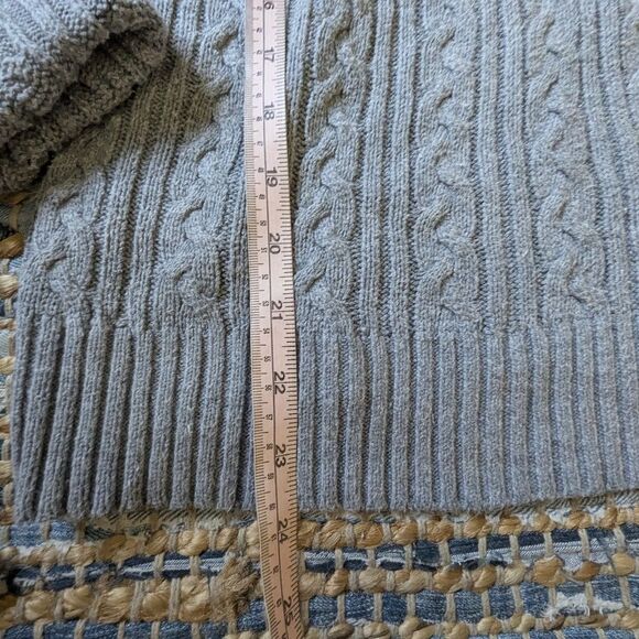 Vtg Aeropostale Gray Cable Knit Henley Hoodie Sweater Y2K Retro L Flaws Elana Gi - Picture 6 of 8